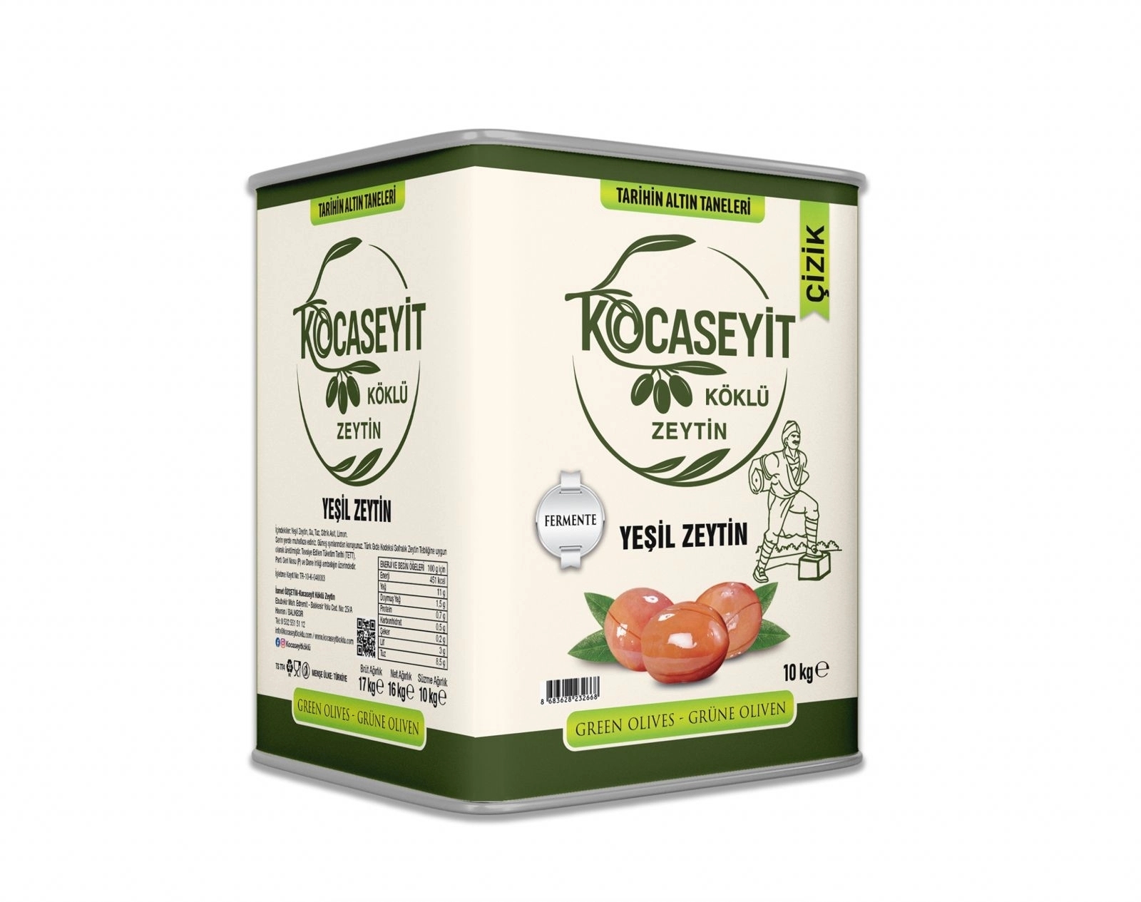 Yeşil çizik zeytin 10 kg L 231-260 kalibre
