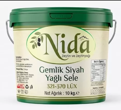 Nida Zeytin Gemlik Siyah Yağlı Sele 321-370 Lüx 10 kg